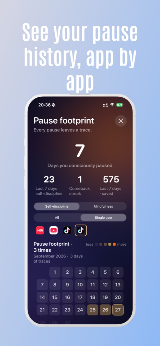Pause footprint calendar