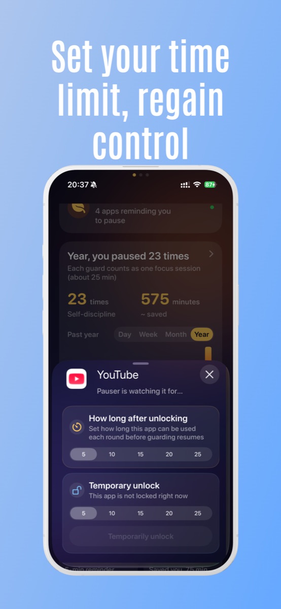 Per-app guard and timed unlock